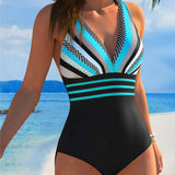 Maillot De Bain Une Pièce Sexy Col V À Pois