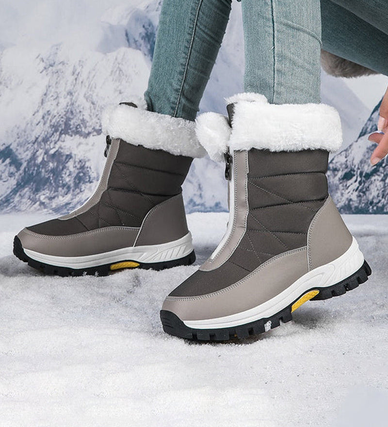 Bottes De Neige Chaudes Antidérapantes À Fermeture Éclair Pour Femmes