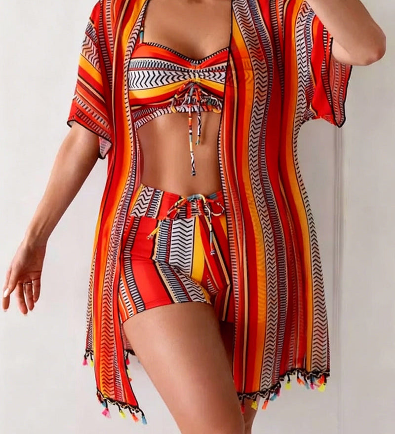 maillot de bain trois pièces bikini imprimé vacances