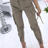 Pantalon Cargo Uni Fermeture Éclair