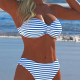 Maillot De Bain Haute Taille Rayé Triangle Deux Pièces