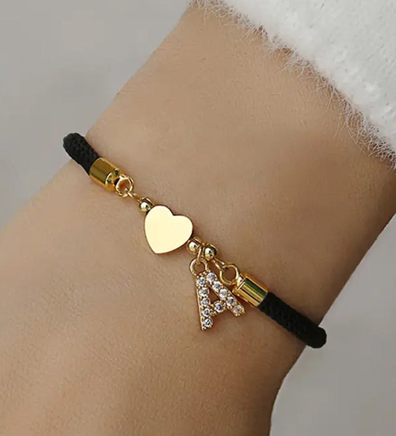 Cœur Initial Charme Lien Branché Bracelet