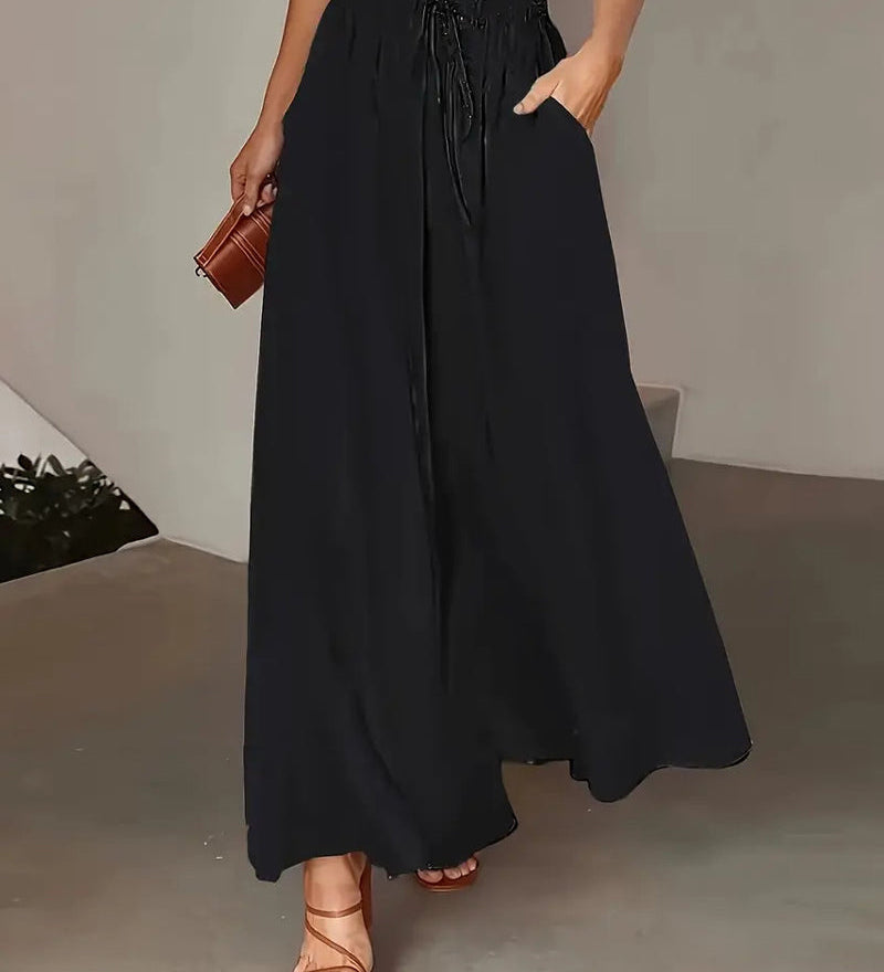 Pantalon Imprimé Pois Long