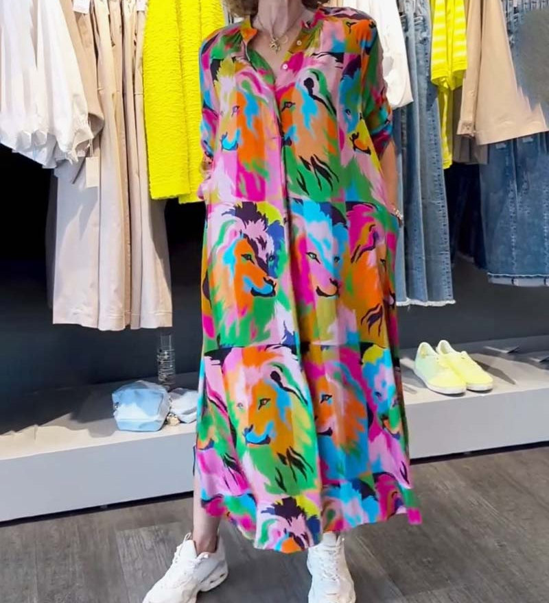 Robe à impression colorée et poches
