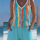 Tankini Maillot De Bain Col V Imprimé