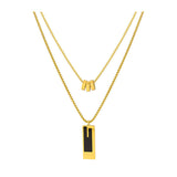Collier double long en acier titane