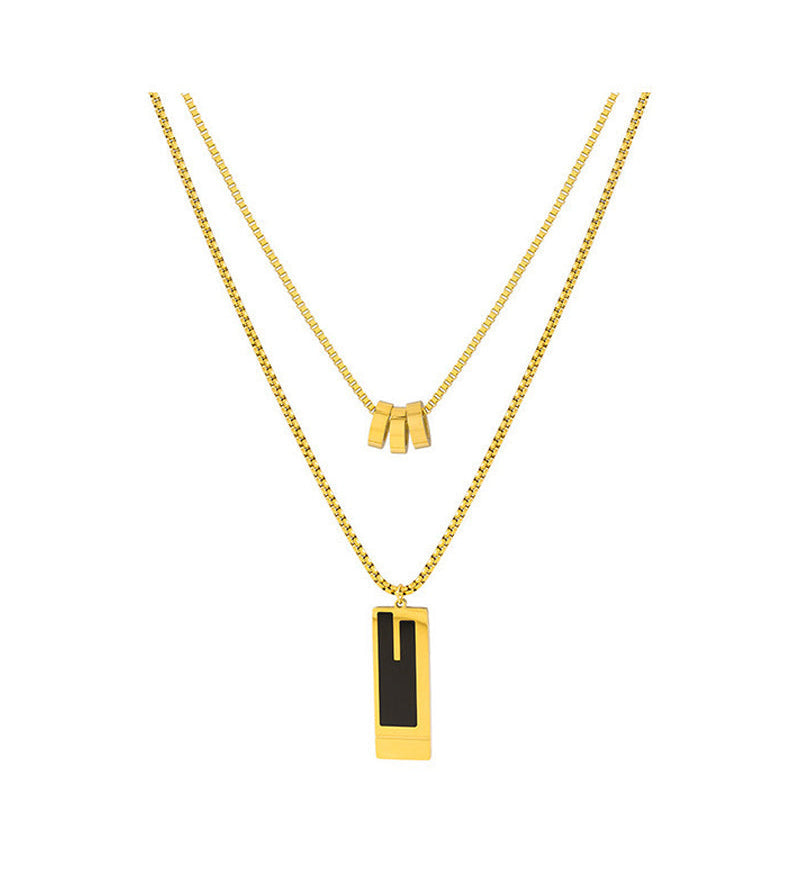 Collier double long en acier titane