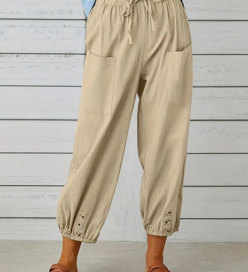 Luciane | Pantalon à cordon et boutons pour femme