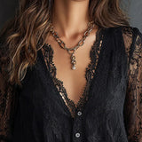 Blouse À Manches Longues En Dentelle Avec Col En V