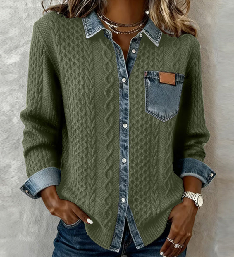 Chemise Manches Longues À Patchwork Jean