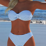 Maillot De Bain Haute Taille Rayé Triangle Deux Pièces