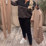 Ensemble Deux Pièces Décontracté Pantalon De Sport Rayé À La Cheville