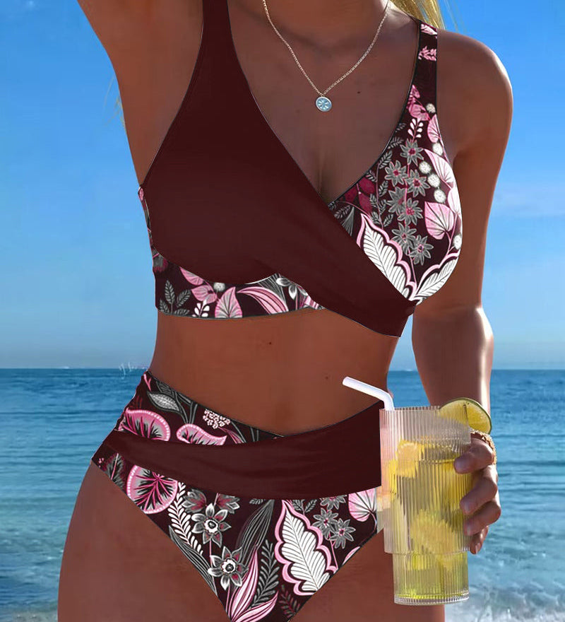 Bikini Contraste Couleur Mode Fleuri