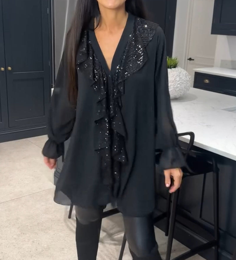 Blouse à volants et style élégant
