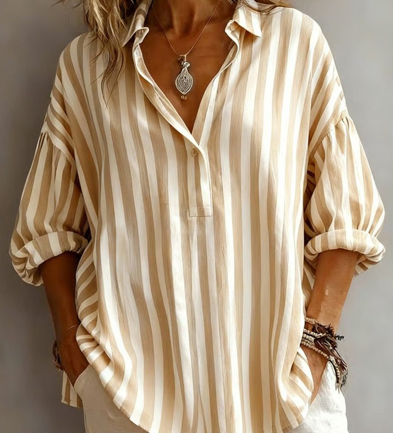 Blouse Rayée Ample À Col