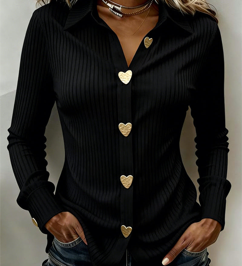 Chemise Boutonnage En Forme De Cœur Col