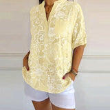Blouse Col V Boutonnée Imprimée