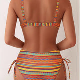 Maillot De Bain Deux Pièces Soutien-Gorge Imprimé Rayé