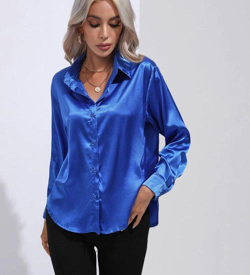 Chemise en Satin Classe Unie
