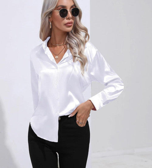 Chemise en Satin Classe Unie