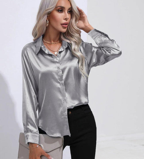 Chemise en Satin Classe Unie