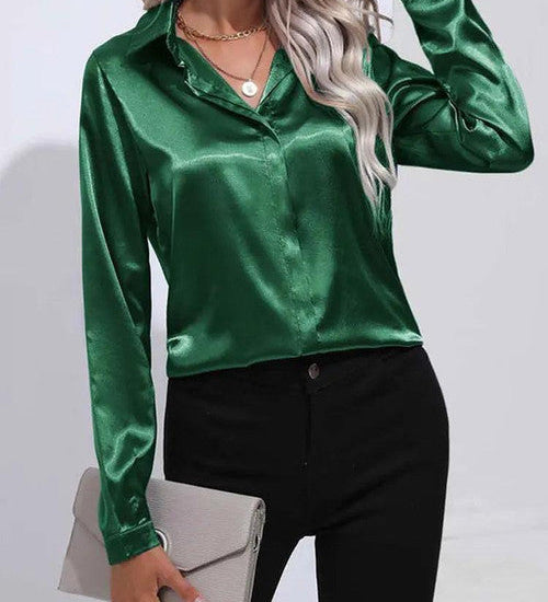 Chemise en Satin Classe Unie