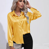 Chemise en Satin Classe Unie