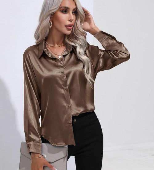 Chemise en Satin Classe Unie