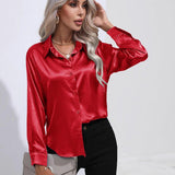 Chemise en Satin Classe Unie