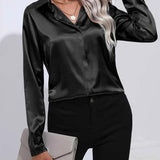 Chemise en Satin Classe Unie
