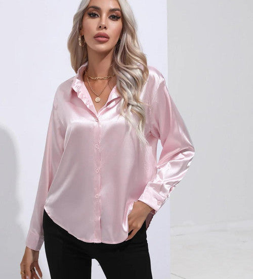 Chemise en Satin Classe Unie