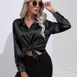 Chemise en Satin Classe Unie