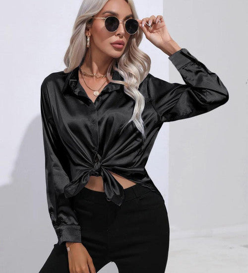 Chemise en Satin Classe Unie