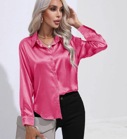 Chemise en Satin Classe Unie