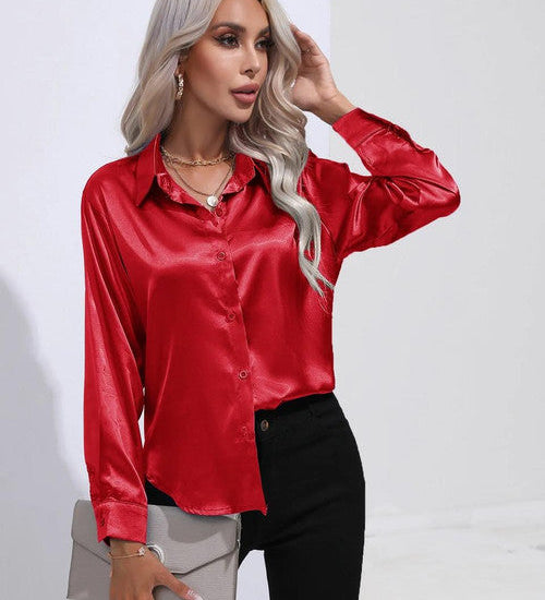 Chemise en Satin Classe Unie