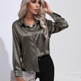 Chemise en Satin Classe Unie