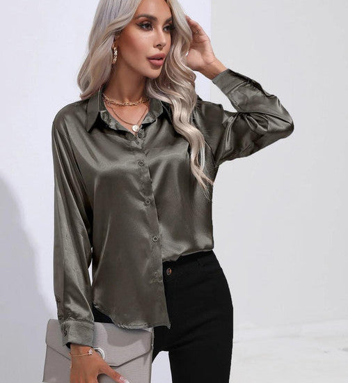 Chemise en Satin Classe Unie