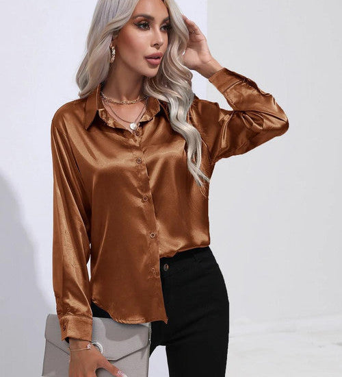 Chemise en Satin Classe Unie