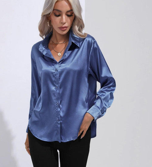 Chemise en Satin Classe Unie