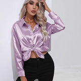 Chemise en Satin Classe Unie