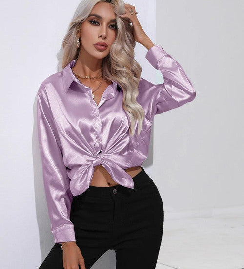 Chemise en Satin Classe Unie