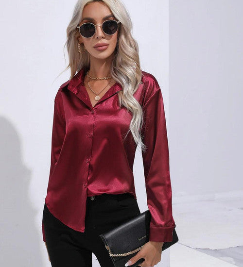 Chemise en Satin Classe Unie