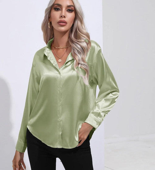 Chemise en Satin Classe Unie