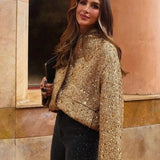 Lisette | Veste bomber femme or pour l'automne
