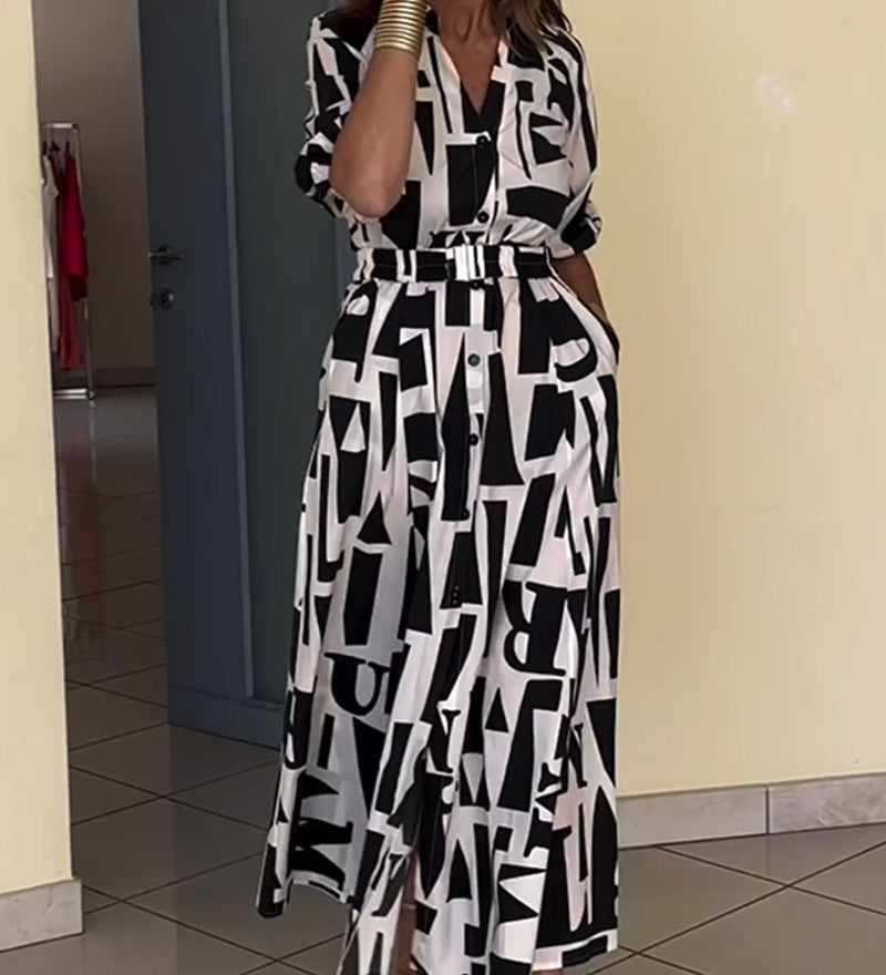 Robe à imprimé géométrique et coupe ample