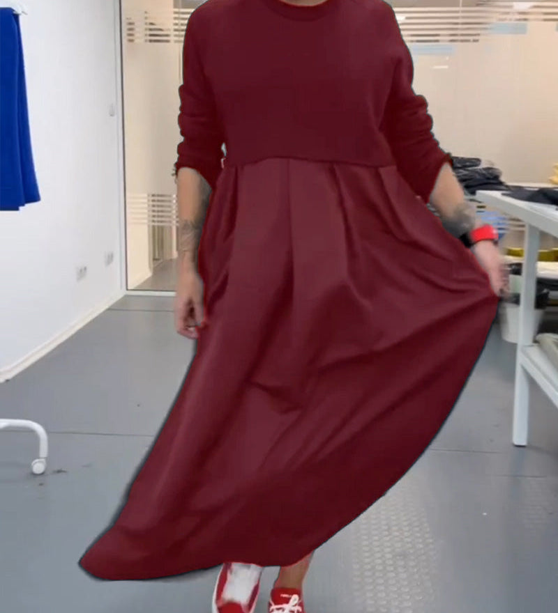 Robe longue décontractée de couleur unie