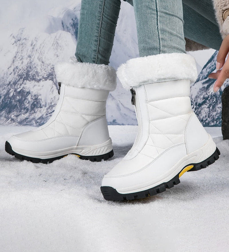 Bottes De Neige Chaudes Antidérapantes À Fermeture Éclair Pour Femmes