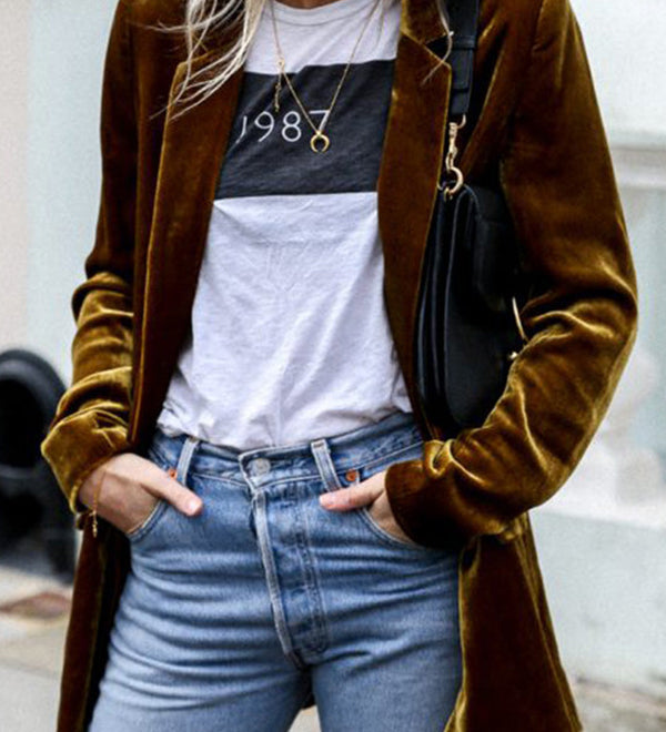 Burgundy | Blazer en velours style rue