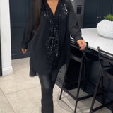 Blouse à volants et style élégant