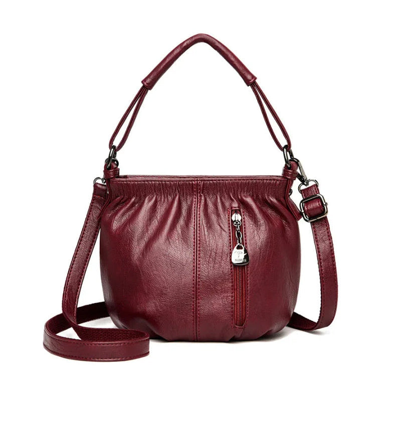 Sac À Main Décontracté Plissé Seau Cuir Souple